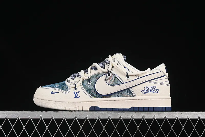 All categories Nk SB Dunk Series Nk SB Dunk Low High-end customized low-top sneakers Nike SB Dunk Low LV series Strap oil painting white hook Anniversary high-end customized low-top casual sneakers DM6868-077